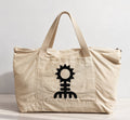Canvas Embroidered Duffel Bag in Natural