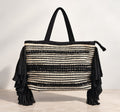 Cotton Fringe Tote Bag in Black