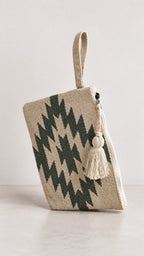 Kilim Cotton Wallet in Blocks - Ivory & Forest