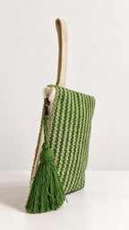 Kilim Cotton Wallet in Stripes - Green