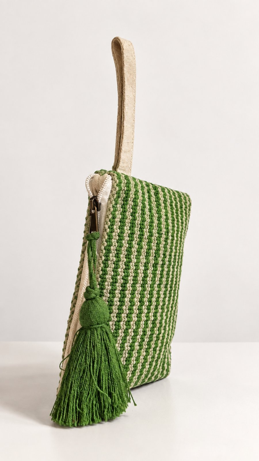 Kilim Cotton Wallet in Stripes - Green