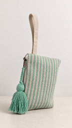 Kilim Cotton Wallet in Stripes - Mint