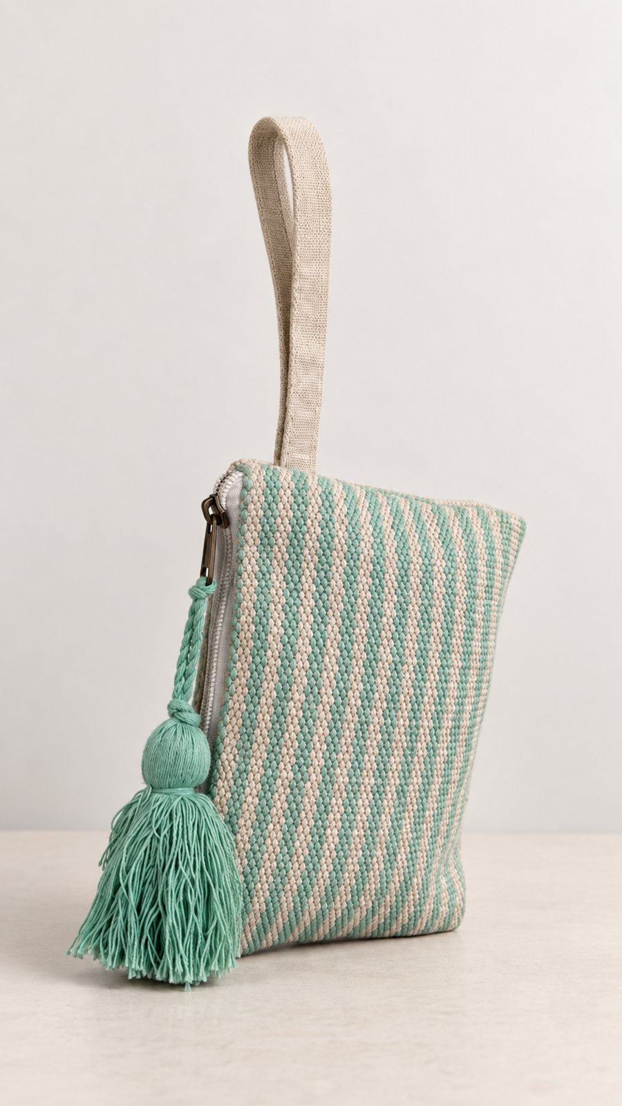 Kilim Cotton Wallet in Stripes - Mint