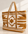 Handwoven Kilim Lumbar Tote in Mustard & Ivory