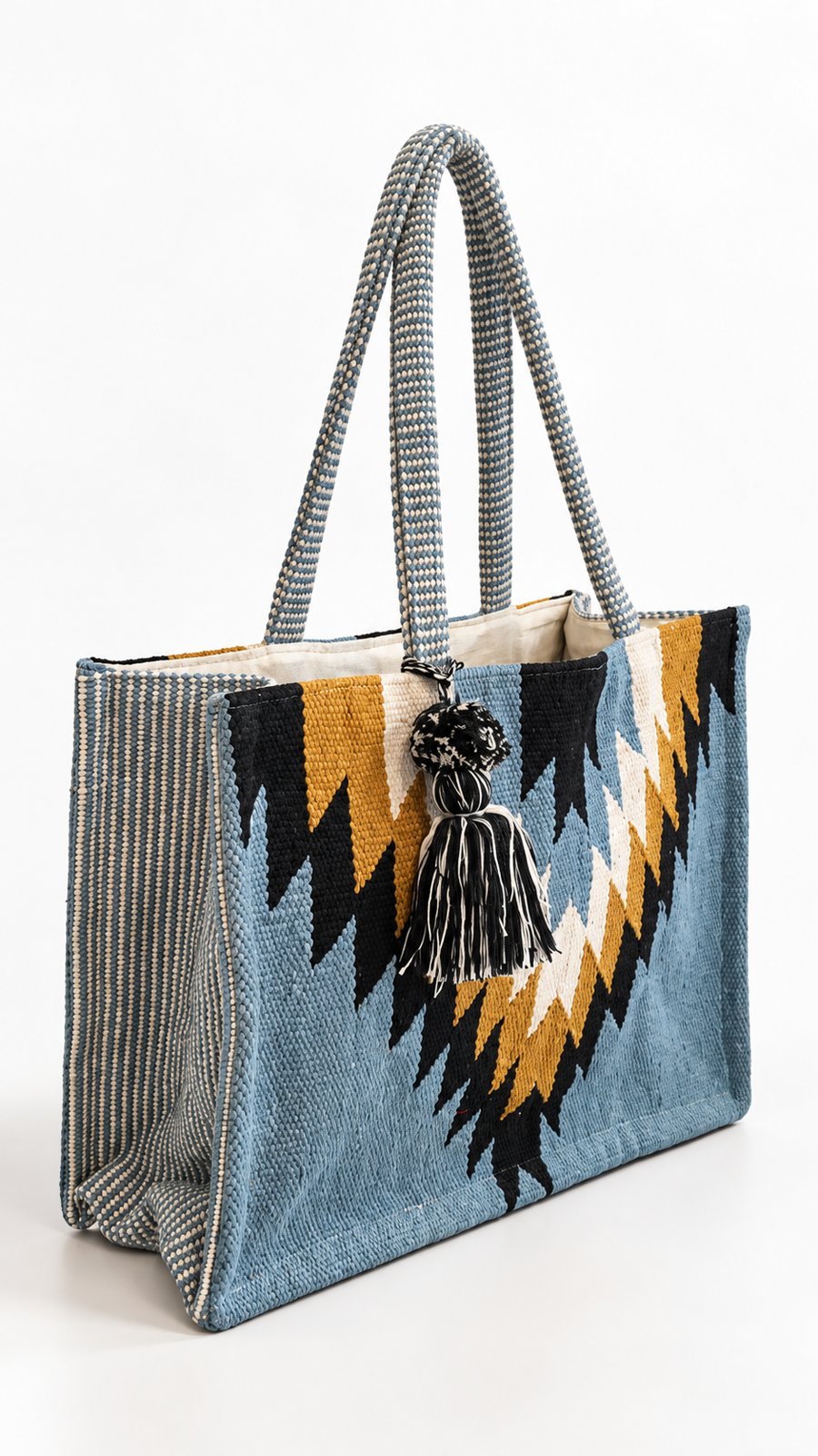 Kilim Multi Pop-Up Box Bag in Denim & Mustard