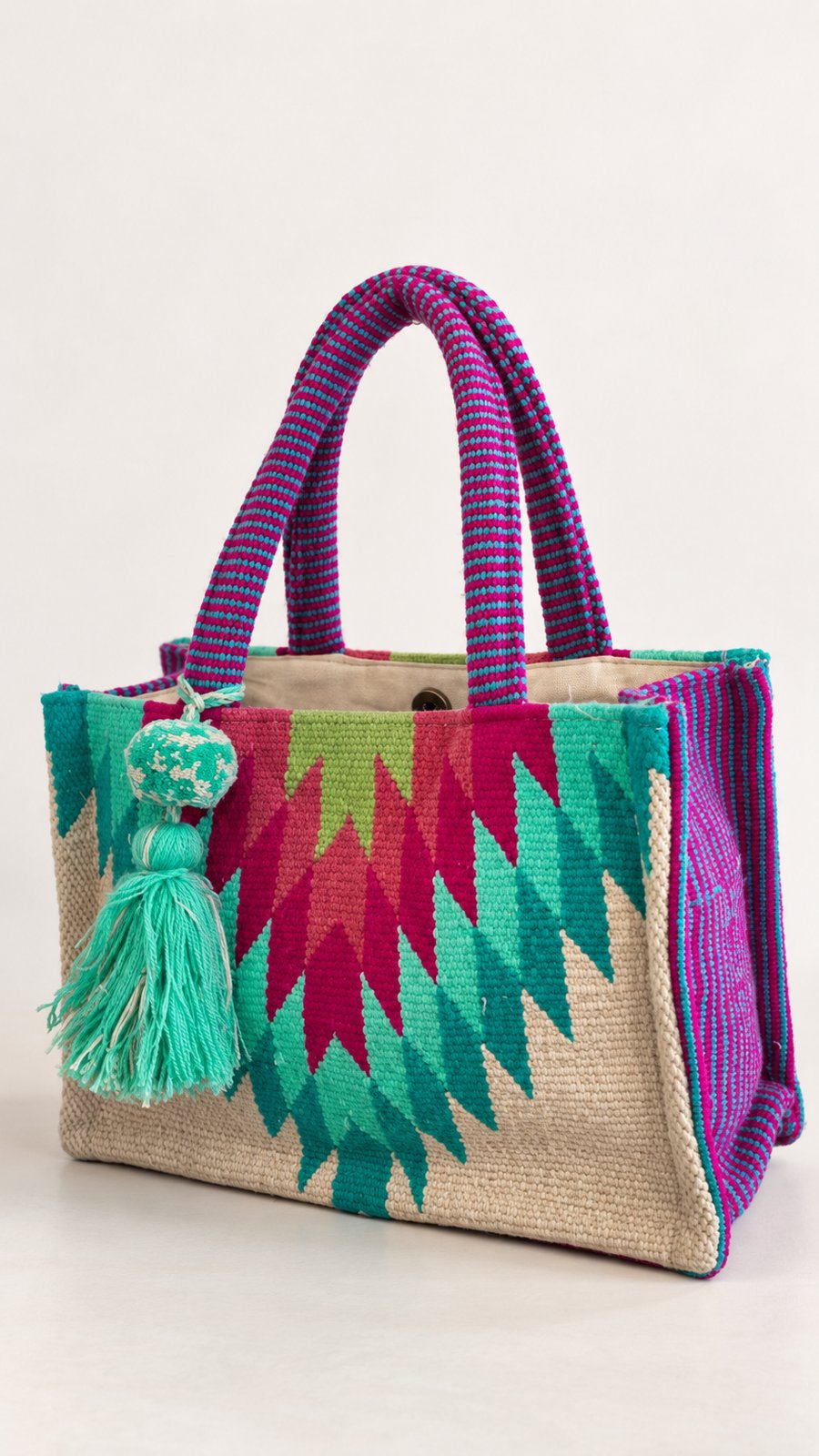 Kilim Multi Pop-Up Box Bag in Magenta & Teal
