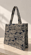 Throw Box Bag in Navy Leaf